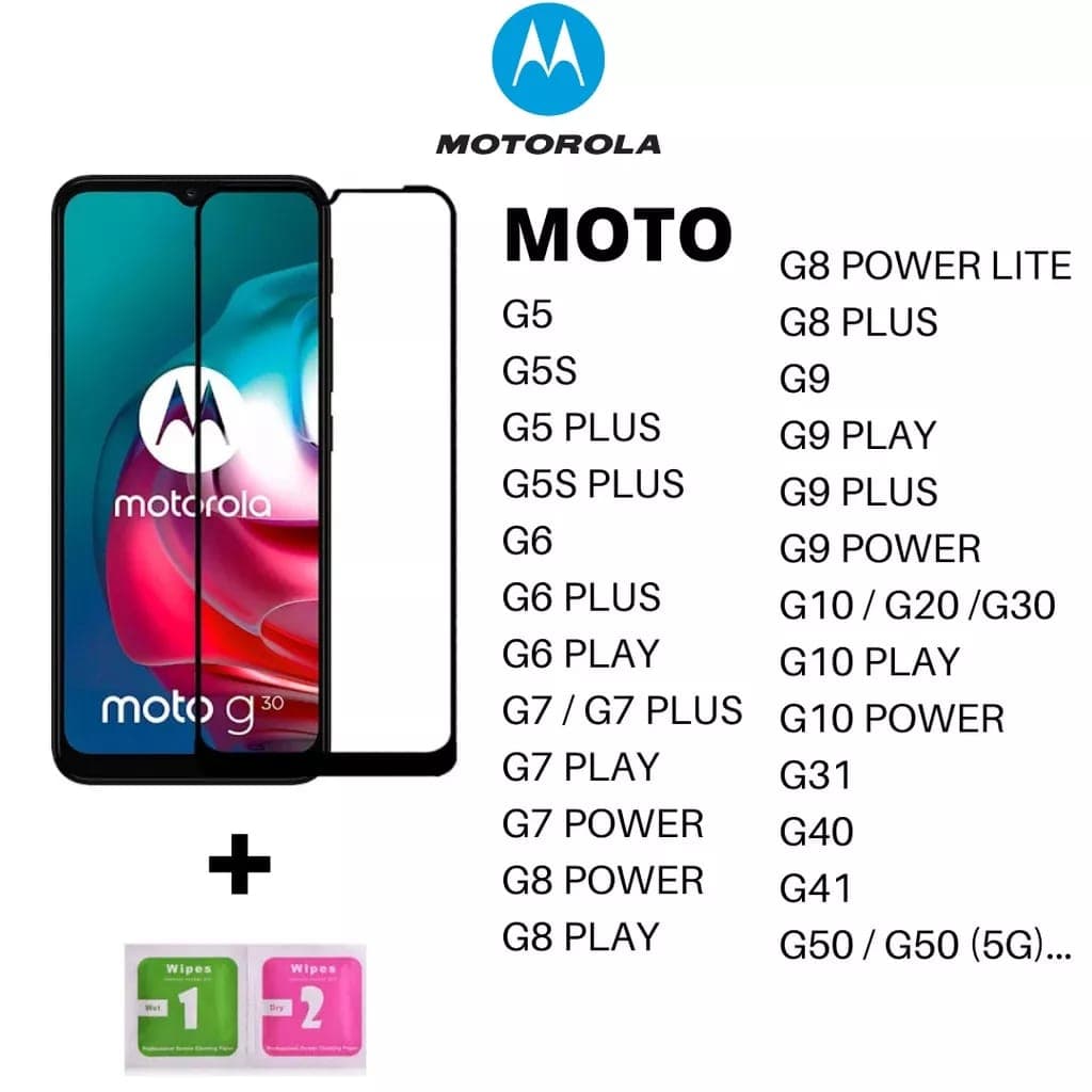 Película de Vidro 3D Protetora de Tela Moto G5 / G5s / G5 Plus / G5s Plus / G6 / G6 Plus / G6 Play / G7 / G7 Plus / G7 play / G7 Power / G8 Power / G8 play / G8 Power Lite / G8 Plus / G9 / G9 Play / G10 / G20 / G30 / G31 / G40 / G41 / G50 + Kit Limpeza