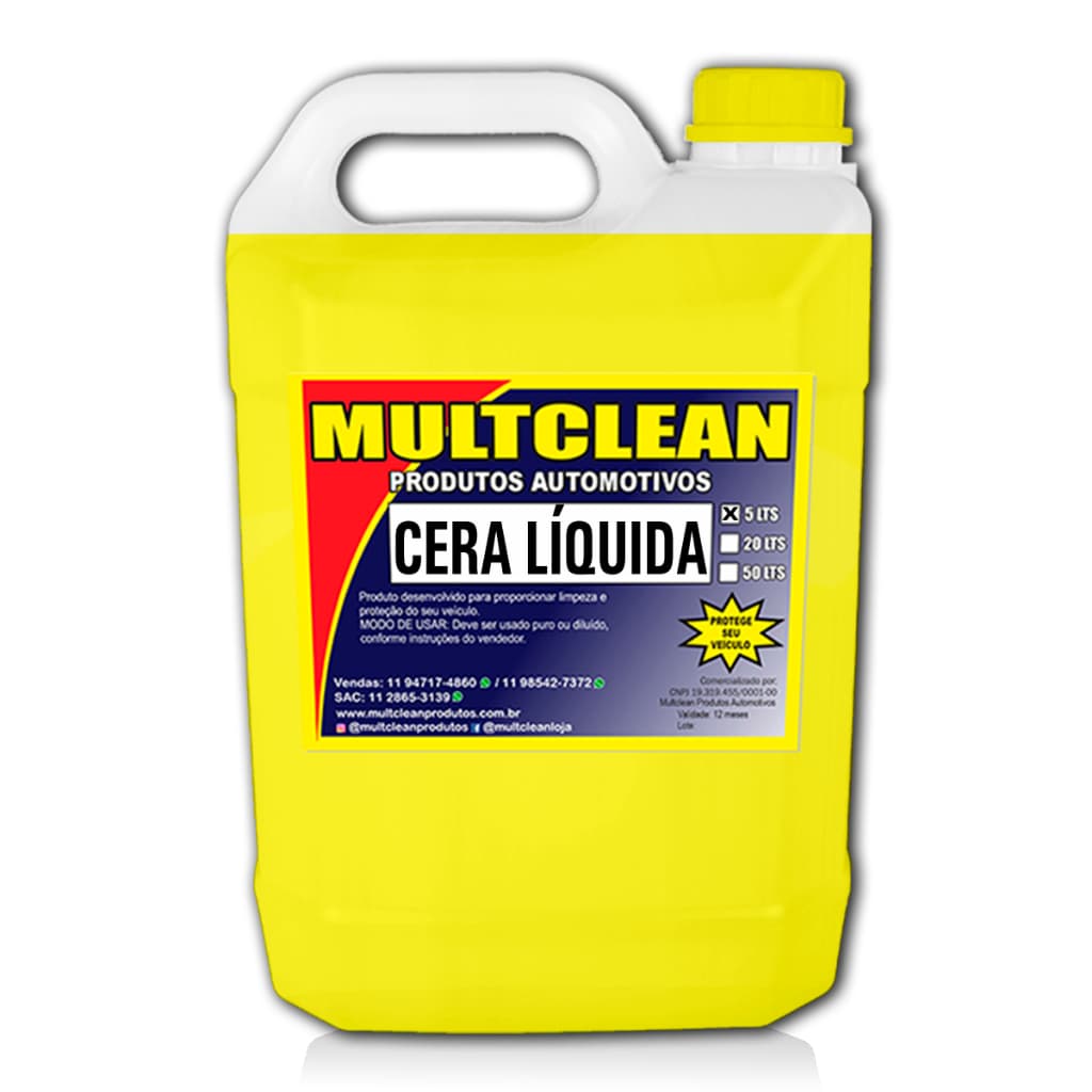 Cera Automotiva Vitrificadora Carnaúba Brilho Intenso 5lts