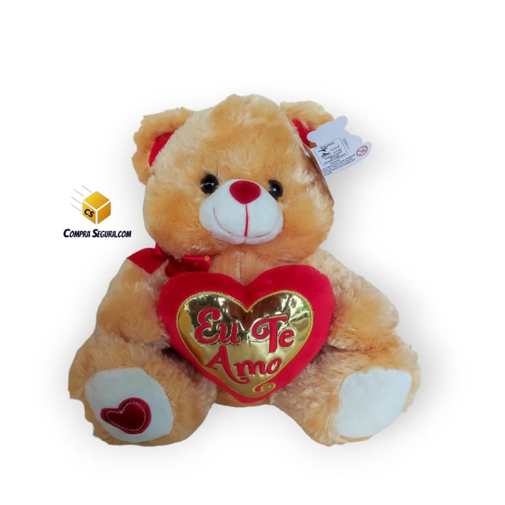 Urso de pelúcia com coração dourado - FC2696 / dia dos namorados