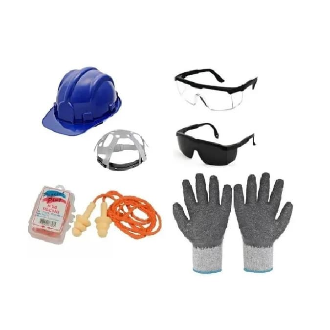 Kit Obra Capacete de segurança  2 Óculos de proteção  Protetor Plug silicone  Luva Corrugada com Ca