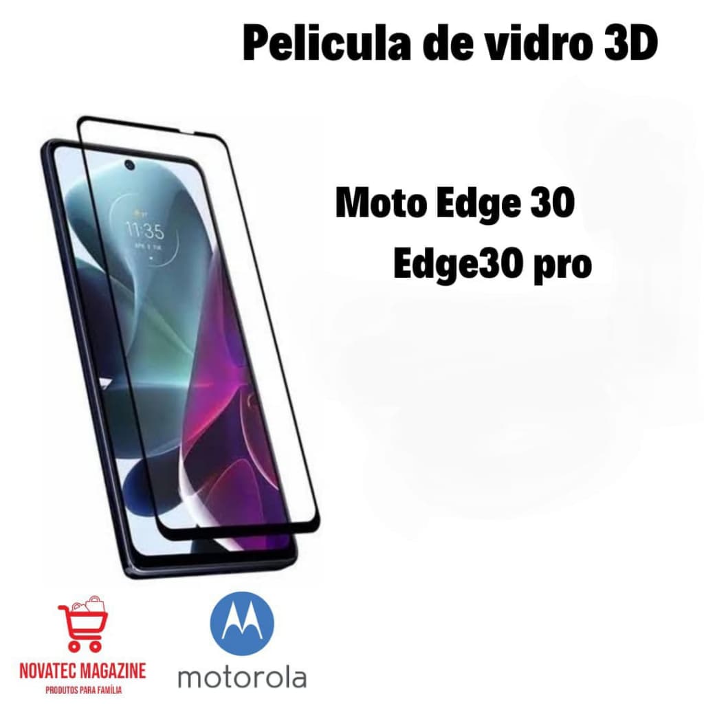 Película de Vidro 3D Protetora de Tela Para Moto Edge 30 / Edge 30 Pro + Kit Limpeza