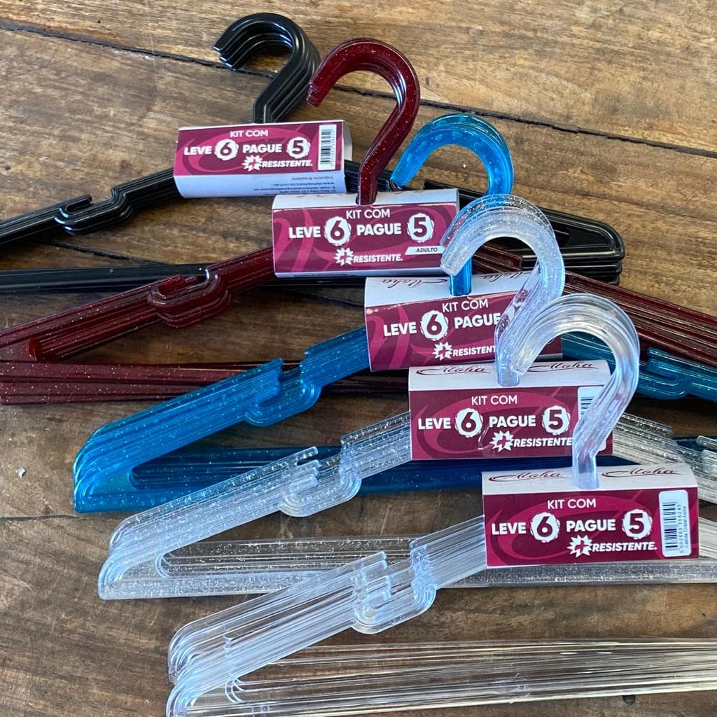 24 Cabides Resistentes Acrílico Aloha - PROMOÇÃO Leve 6 pague 5