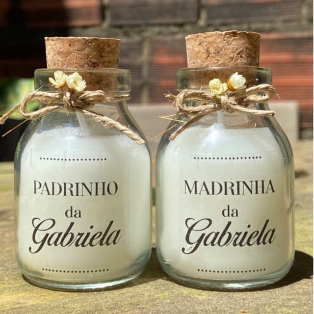 2 Velas • 1 Vela Aromática Padrinho + 1 Vela Aromática Madrinha Personalizadas 50ml / Lembrancinha de Batismo / Batizado