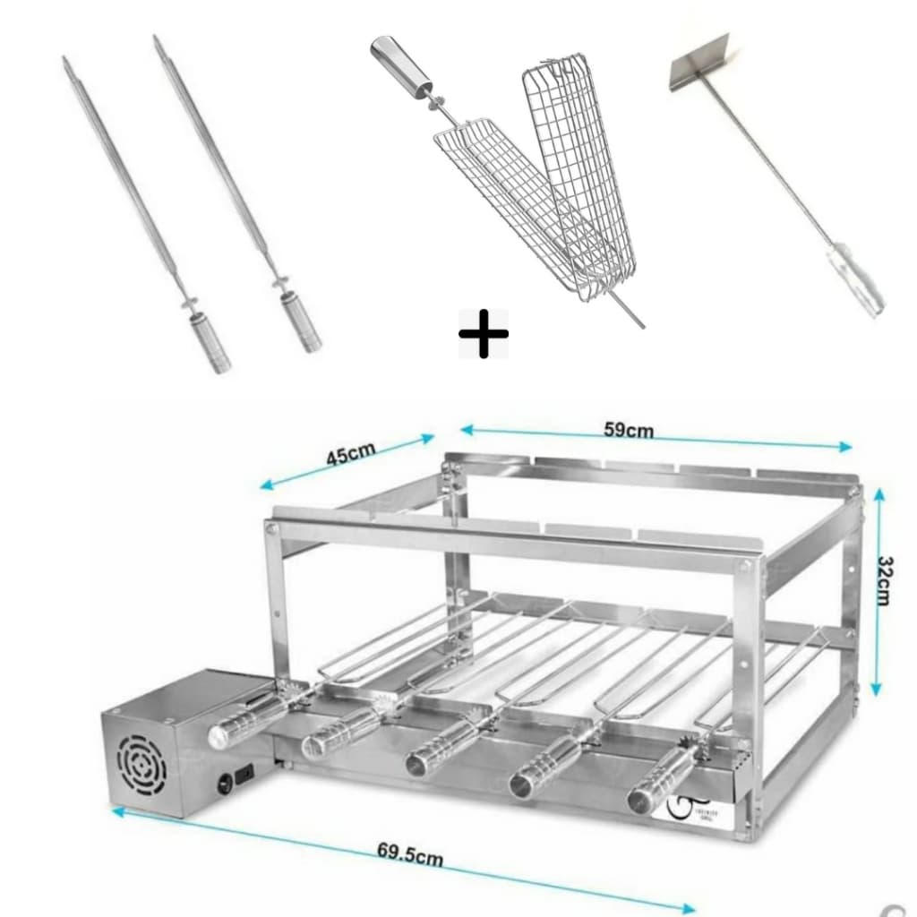 Churrasqueiras Grill Kit 5 Espetos Em Inox Mais Acessórios