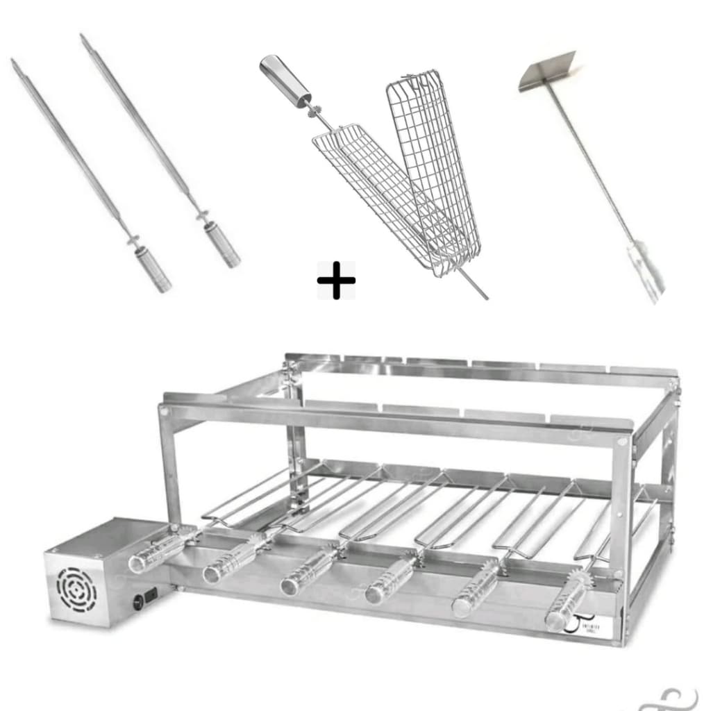 Churrasqueiras Grill Kit 6 Espetos Em Inox Mais Acessórios