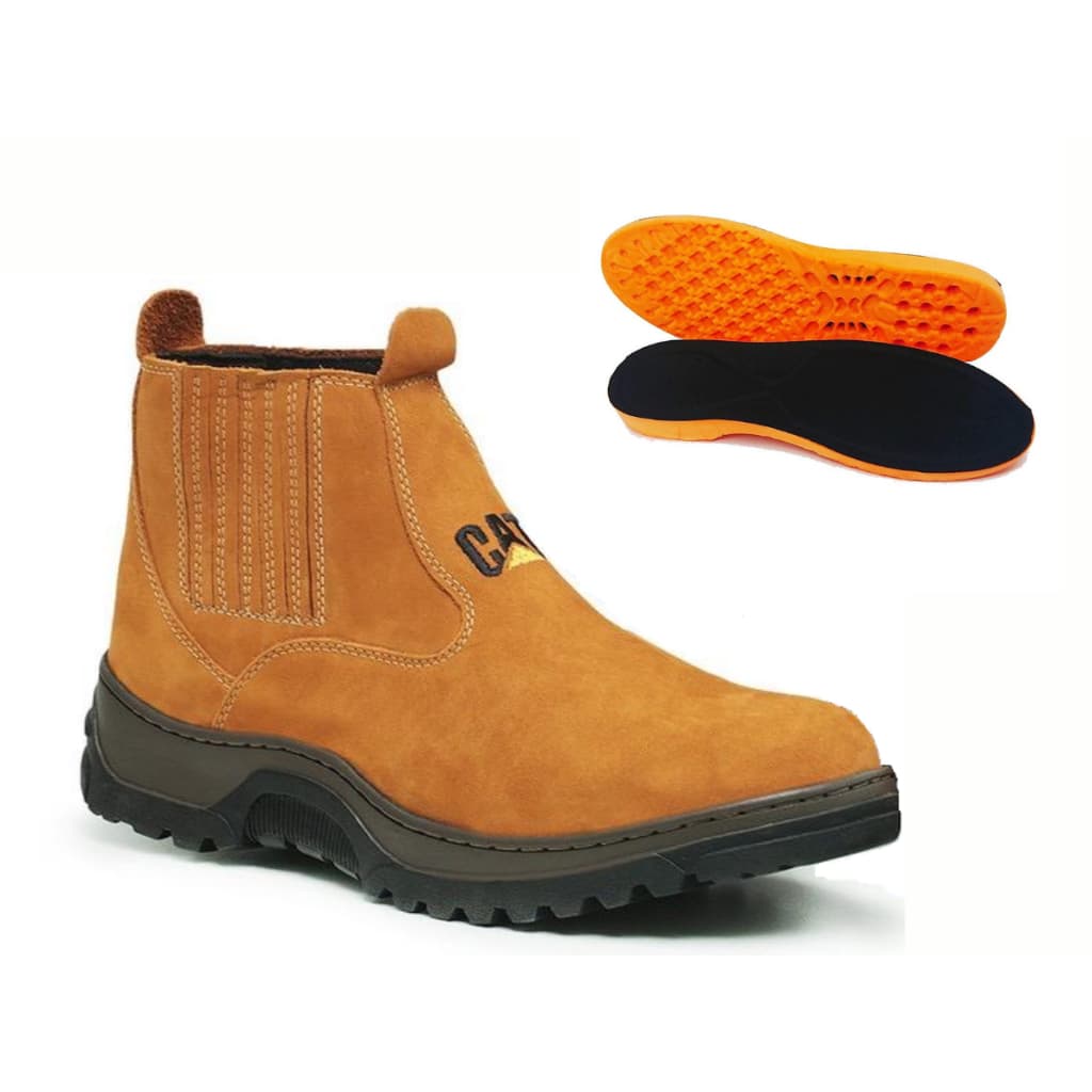 Butina caterpillar em couro legitimo masculina com palmilha de gel solado macio PROMOÇÂO