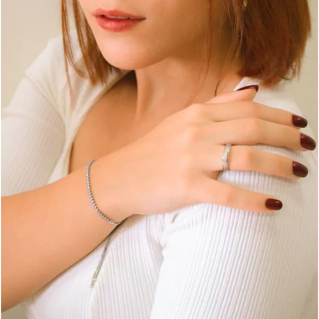 Pulseira Prata Riviera White Polido Ajustável em Prata 925 - não é banhado