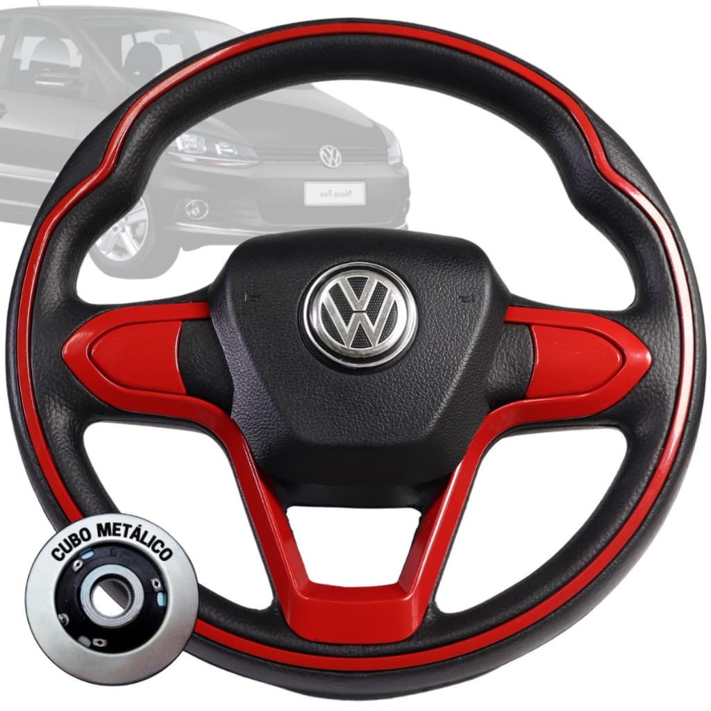 Volante Esportivo Bmw Vermelho Gol Voyage Polo Novo Fox Spacefoxx Jetta Golf Mk5