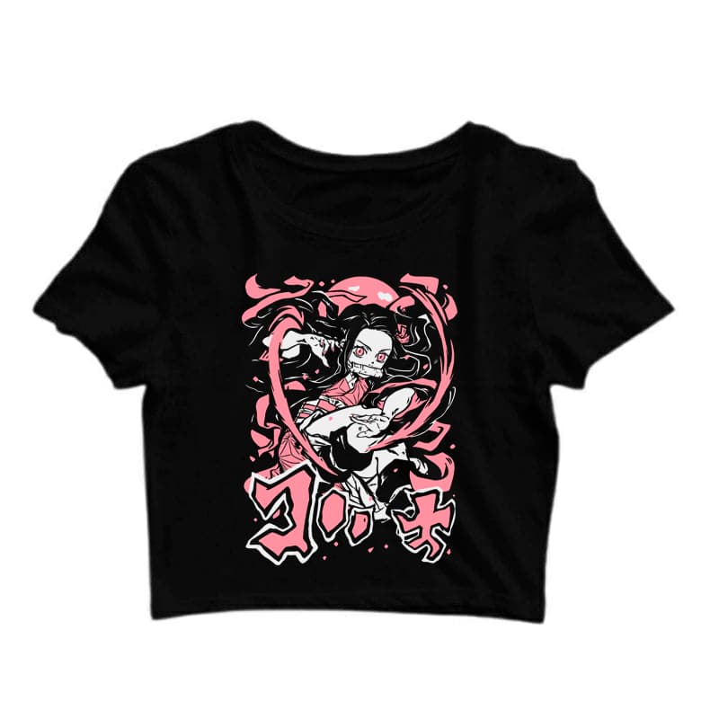 Cropped Anime Kimetsu No Yaiba Demon SlayerTanjiro Nezuko Zenitsu Feminina