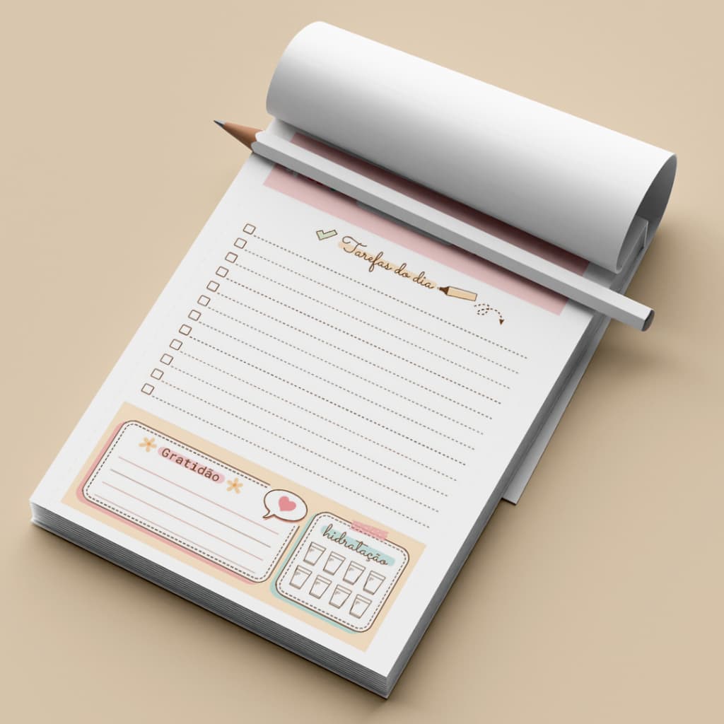 Bloco Planner Diário Rose  -  Check-List de Tarefas -Bloco com 50 folhas