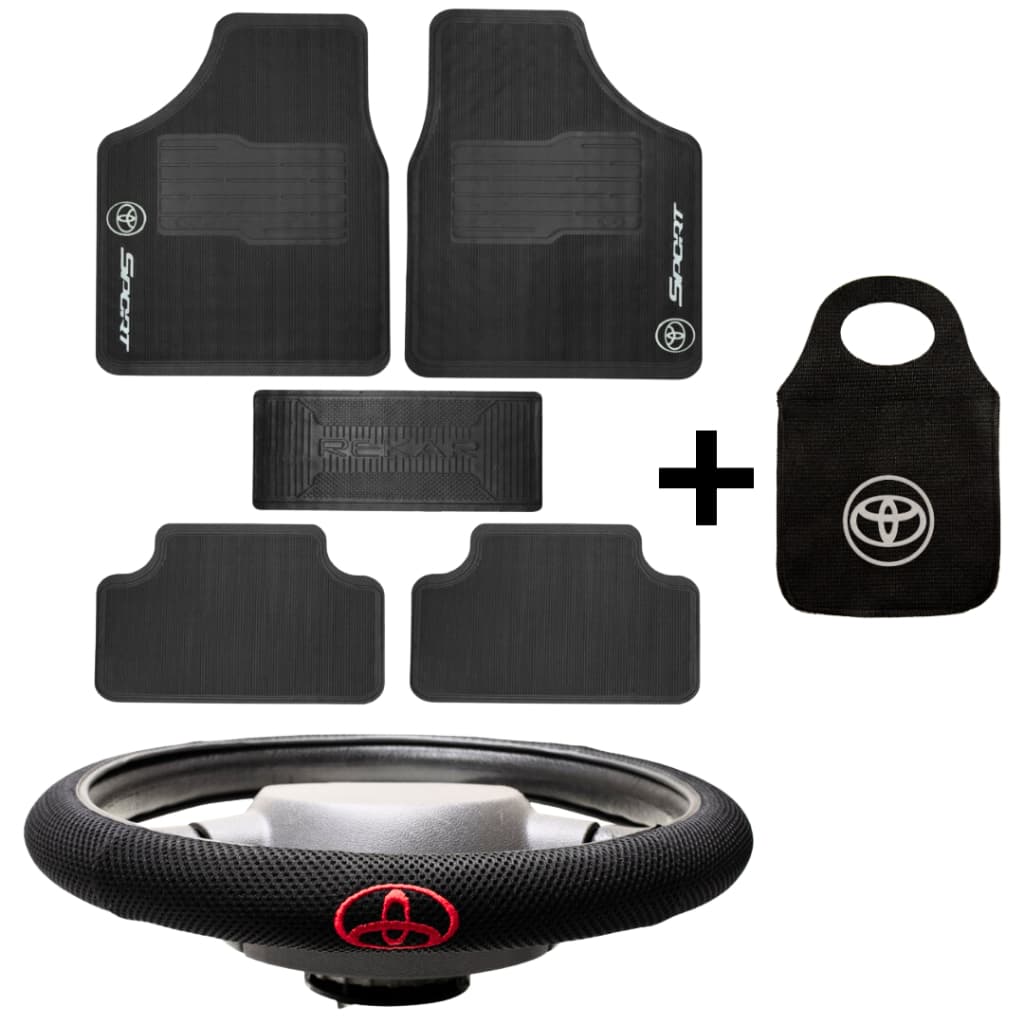 Tapete Automotivo Toyota Otimizado 5PÇS + Capa de Volante Bordada e Reforçada - Corolla, hilux, etios, sw4 - Tapete de Carro, Para Carro, Carpete, Proteção Para Volante