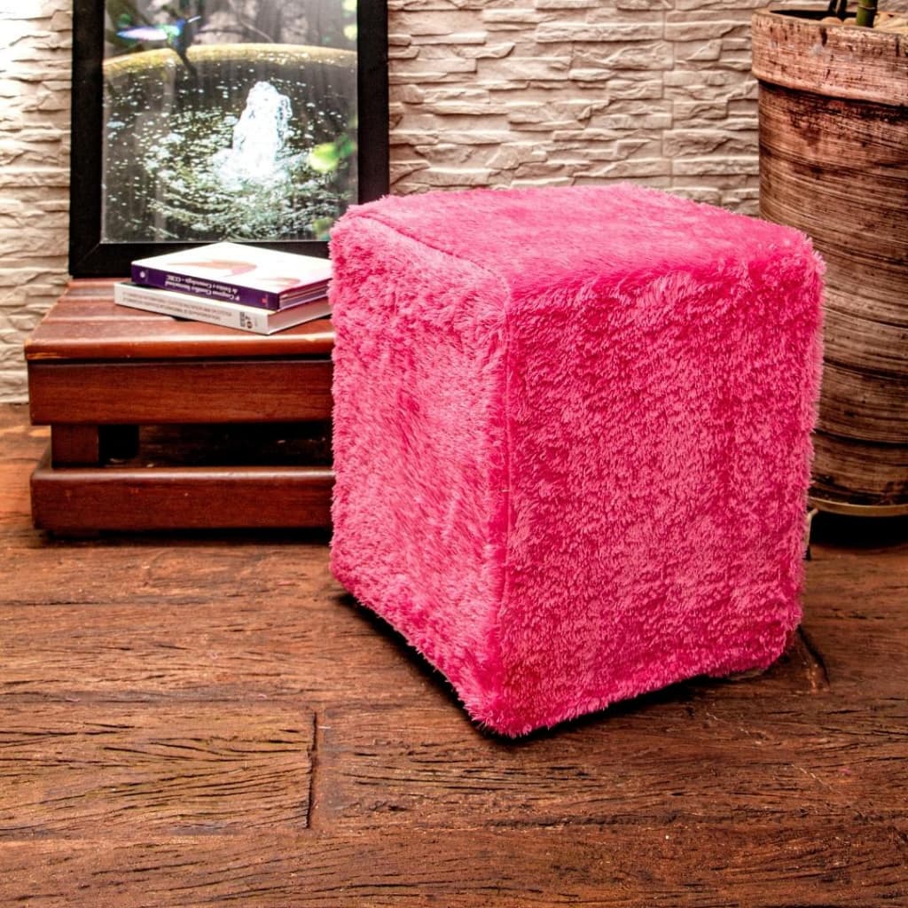 Capa para Banquinho Puff Quadrado Pelo Curto Pink