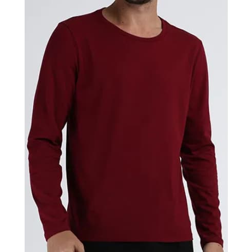 Camiseta Manga Longa Básica Camisa Comprida Masculina 100% Algodão 30.1 Lisa Oferta