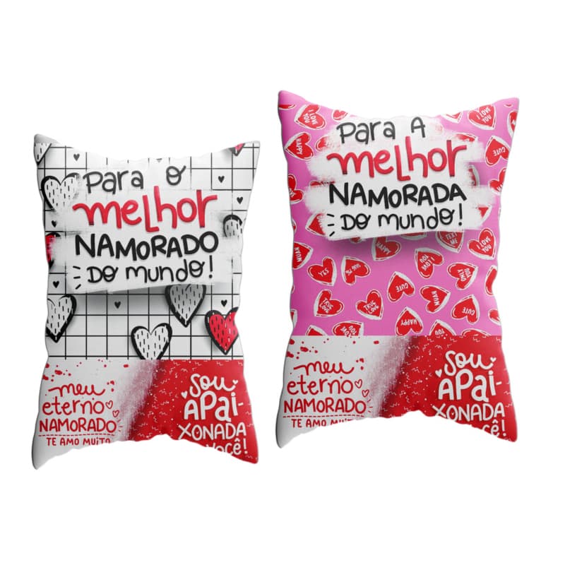 Almofada Com Bolso Namorados - Frases de Amor - cestas de café - Lembrancinha  -  com enchimento