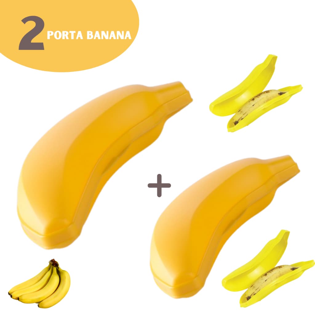 Kit 2 Potes Plástico P/ Guardar Banana Formato Sem Amassar Utensílios para Cozinha/casa