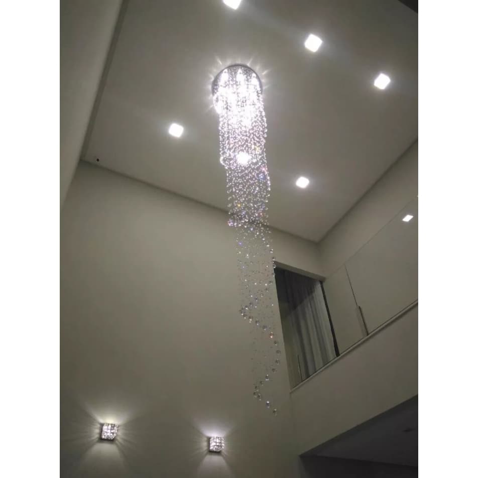 Luminária De Cristal Honey Com Base De Inox 60cm De Diâmetro