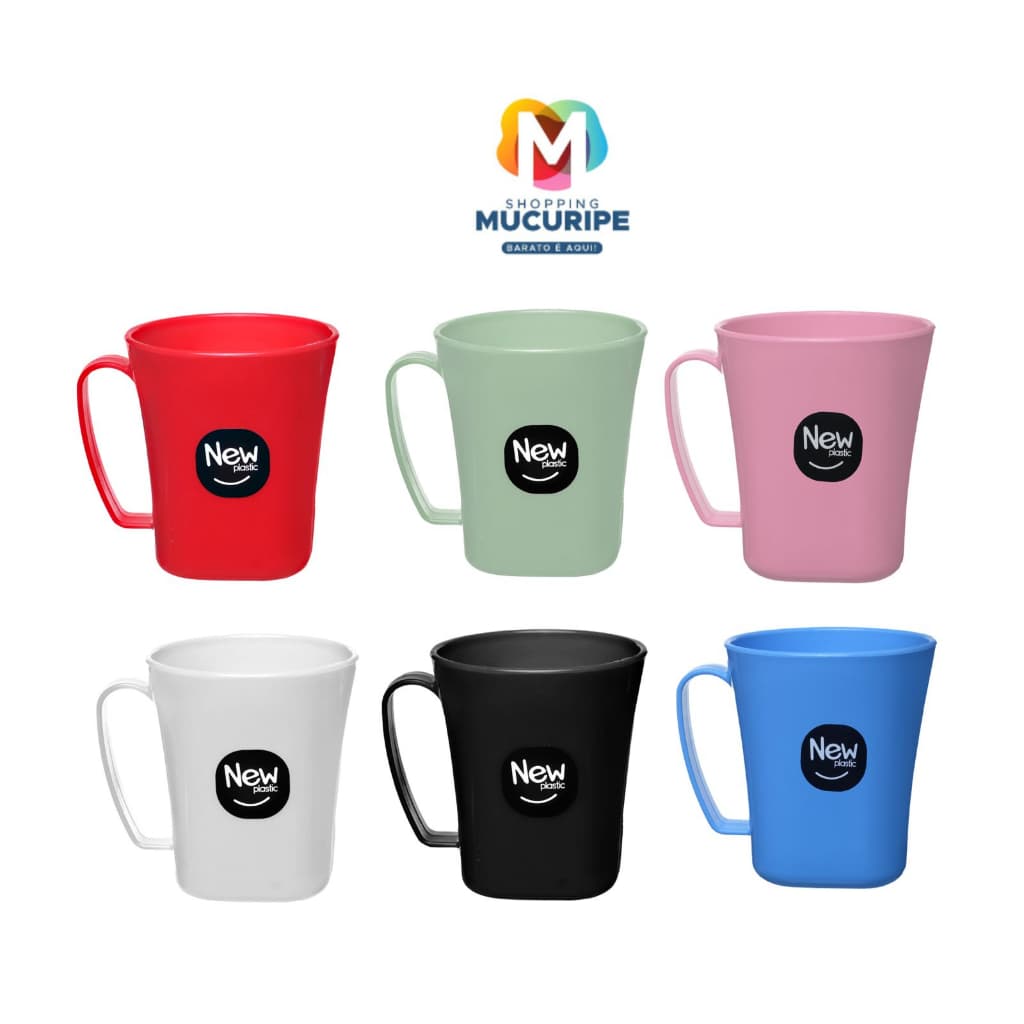 Caneca com Alça Soft de Plástico  New Plastic 410ml