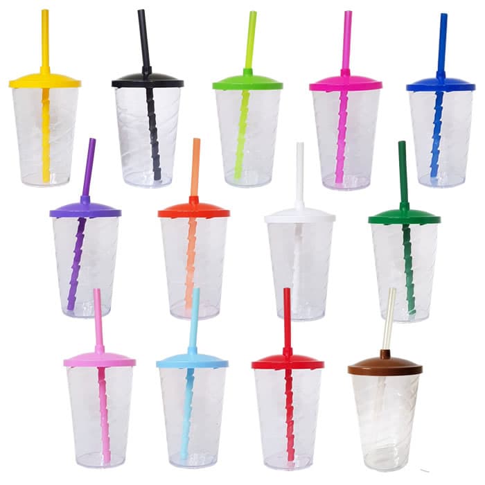 06 Copos TWISTER  com Tampa e Canudo 500 ml -festas de aniversário- comemoração- lembrancinhas