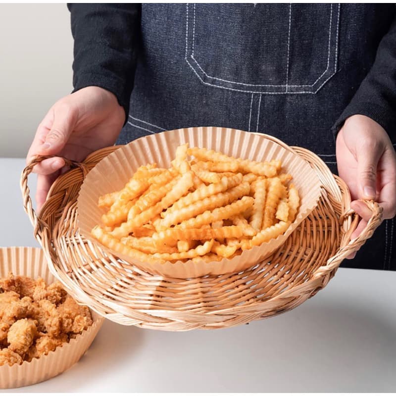 Forma De Airfryer Descartável Antiaderente De Papel Cozinha Redondo Fritadeira Cozimento Protetor Forro Tapete