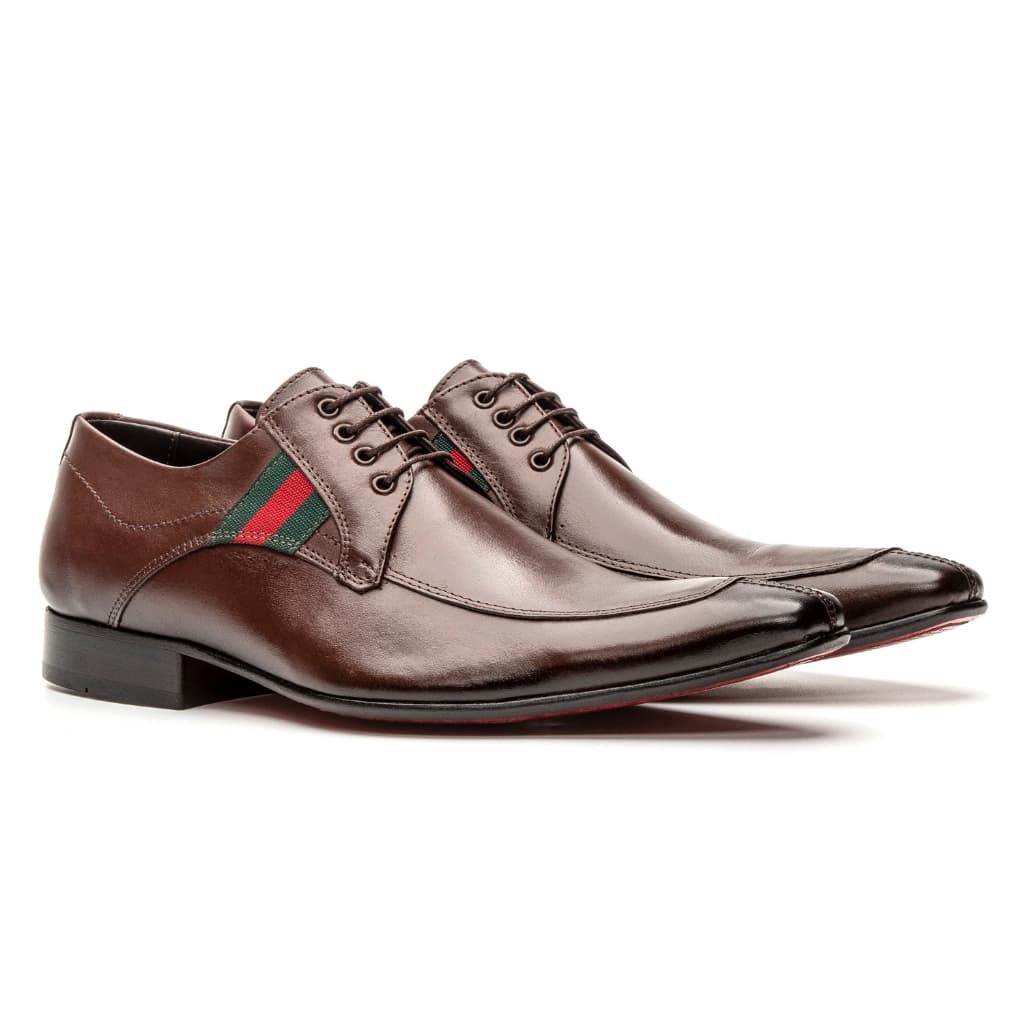 Sapato Social Masculino de Amarrar Estilo Italiano Moderno Confortável em Couro
