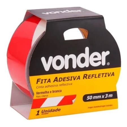 Fita Zebrada Refletiva 5cm x 3m Adesiva | Brilha à Noite | Vermelha e Branca