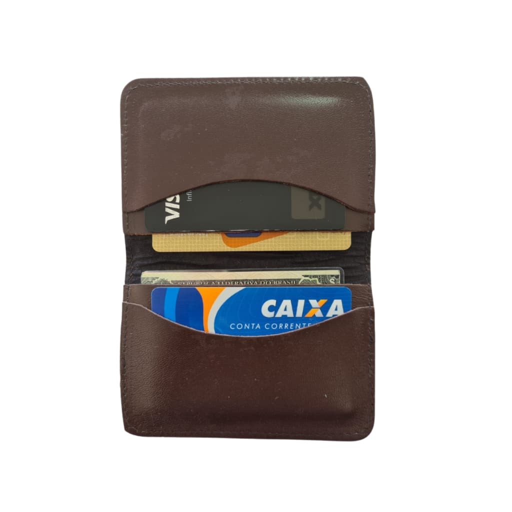 Carteira de Couro Masculina Marrom Porta Cartão CNH Couro Legítimo CallShoes