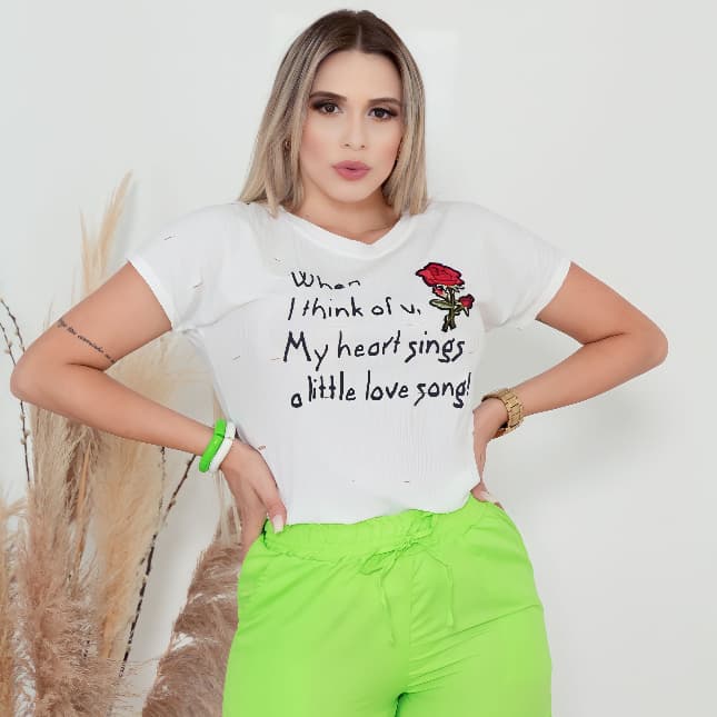 Blusa camiseta bata feminina manga curta tshirt tee BRANCA