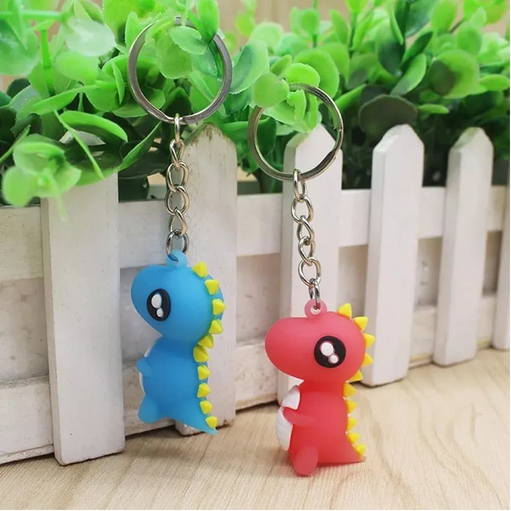 Chaveiro Infantil Dinossauro de Silicone 3D Mochila Bolsa Criança Flexivel A Prova D'Agua