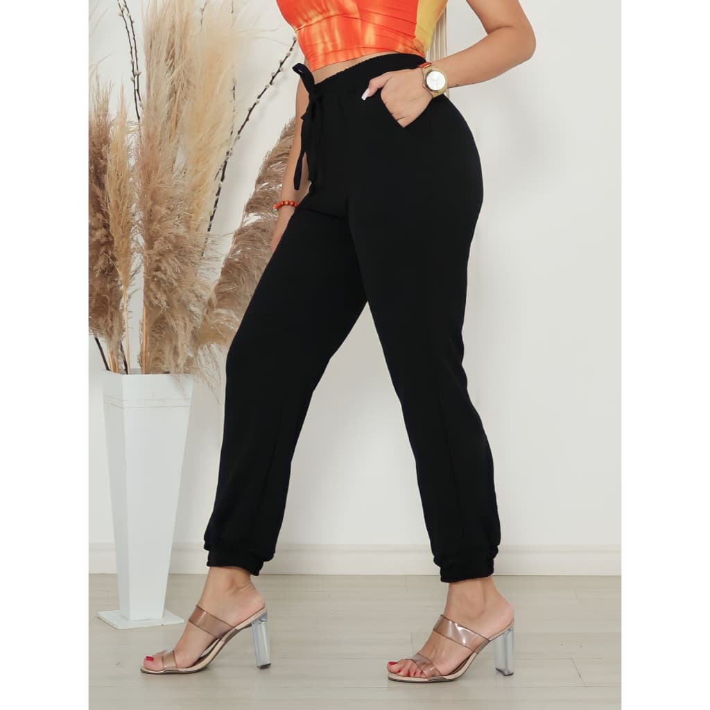 calça jogger bomber feminina elastico inverno com bolso casual promoção duna moda blogueiras