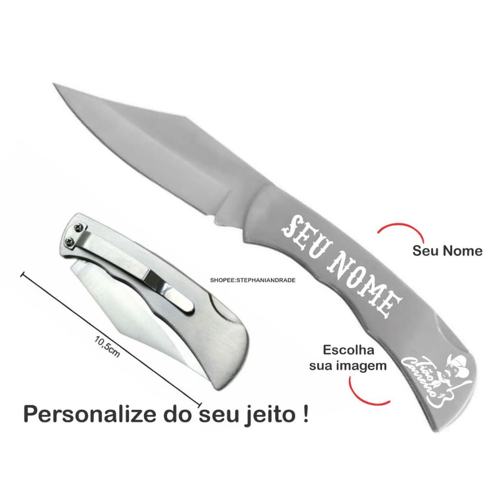 Canivete Personalizado seu nome  na Cor Branco  a laser