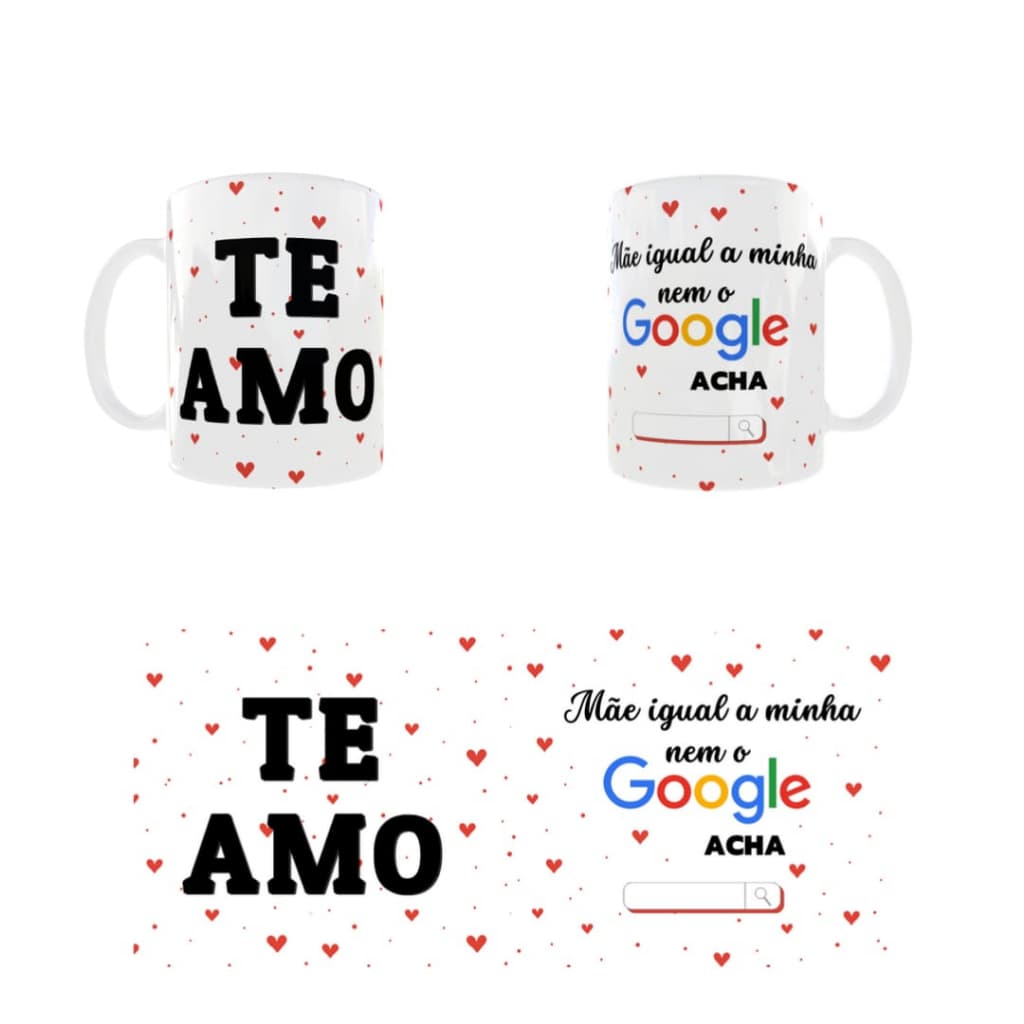 Caneca-Xícara Porcelana Dia das Mães Mãe-Mamãe Te Amo  Super Presente