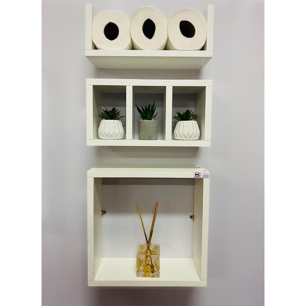 Nicho Mdf Branco Decorativo Banheiro Cozinha Kit 3 Peças