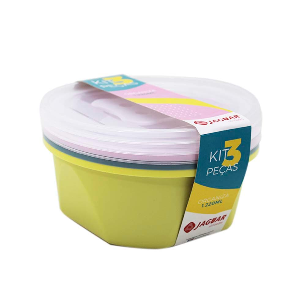 Conjunto de 3 Potes Versatil 1200ML Plástico Cores Sortidas p/Organizar Utensílios p/cozinha