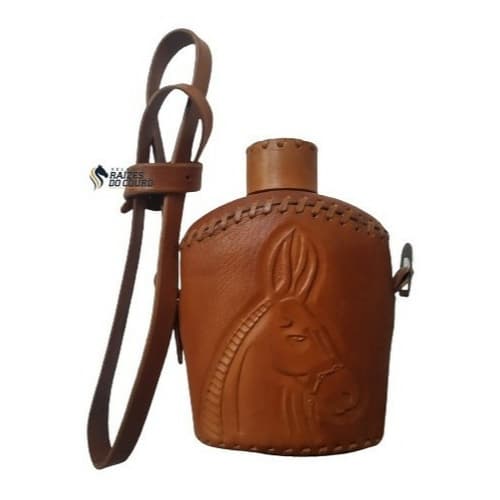 Cantil Térmico Em Couro Luxo Capacidade Para 1 Litro Produto Artesanal Cavalgada Peão