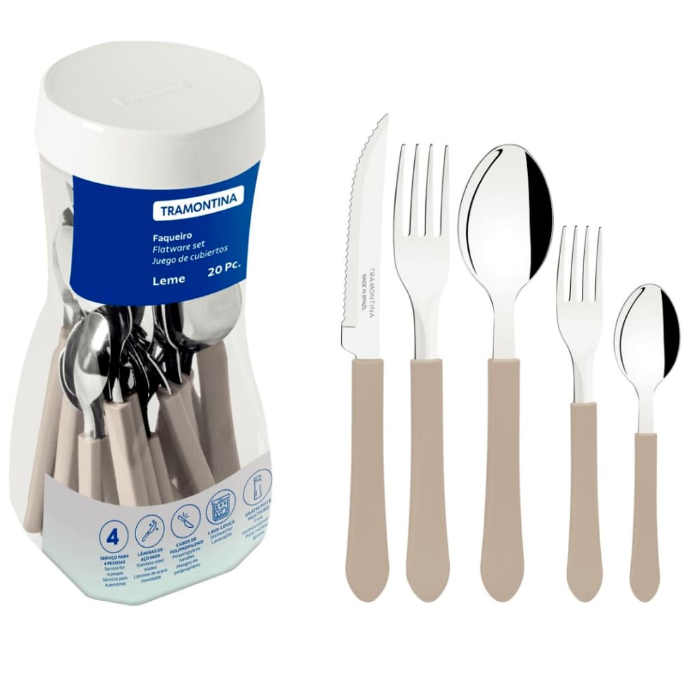 Faqueiro Tramontina Leme 20 Peças - INOX - CINZA