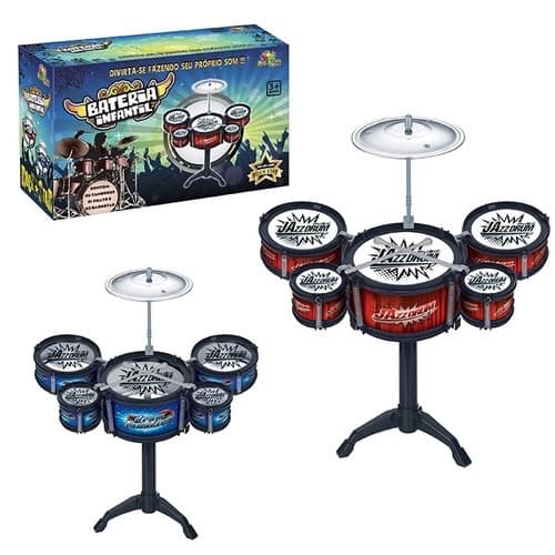 Bateria Musical Infantil Tambores Completa Baqueta Kids Menino Menina Rock