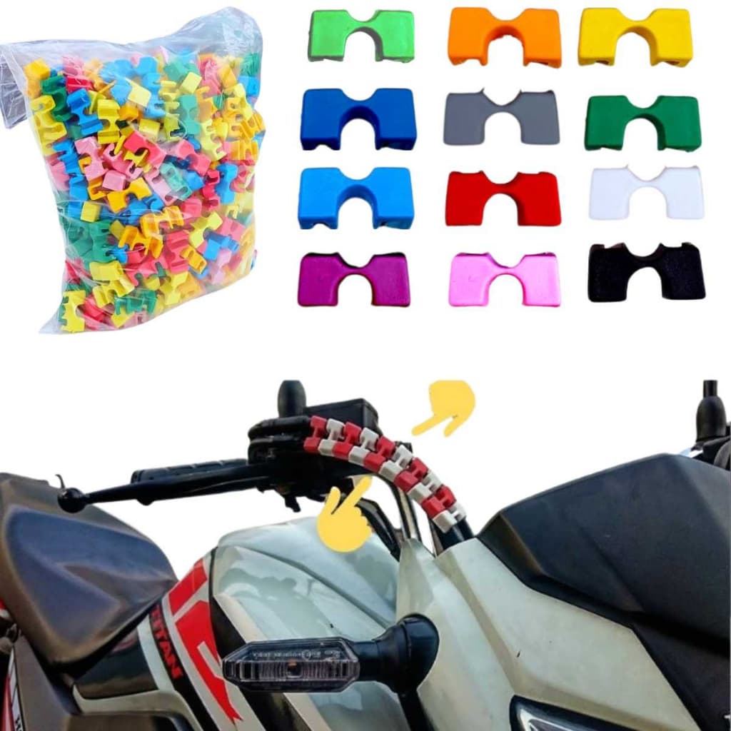 Kit 100 Clip Para Cabo Fio De Moto Colorido Adaptador Hashi
