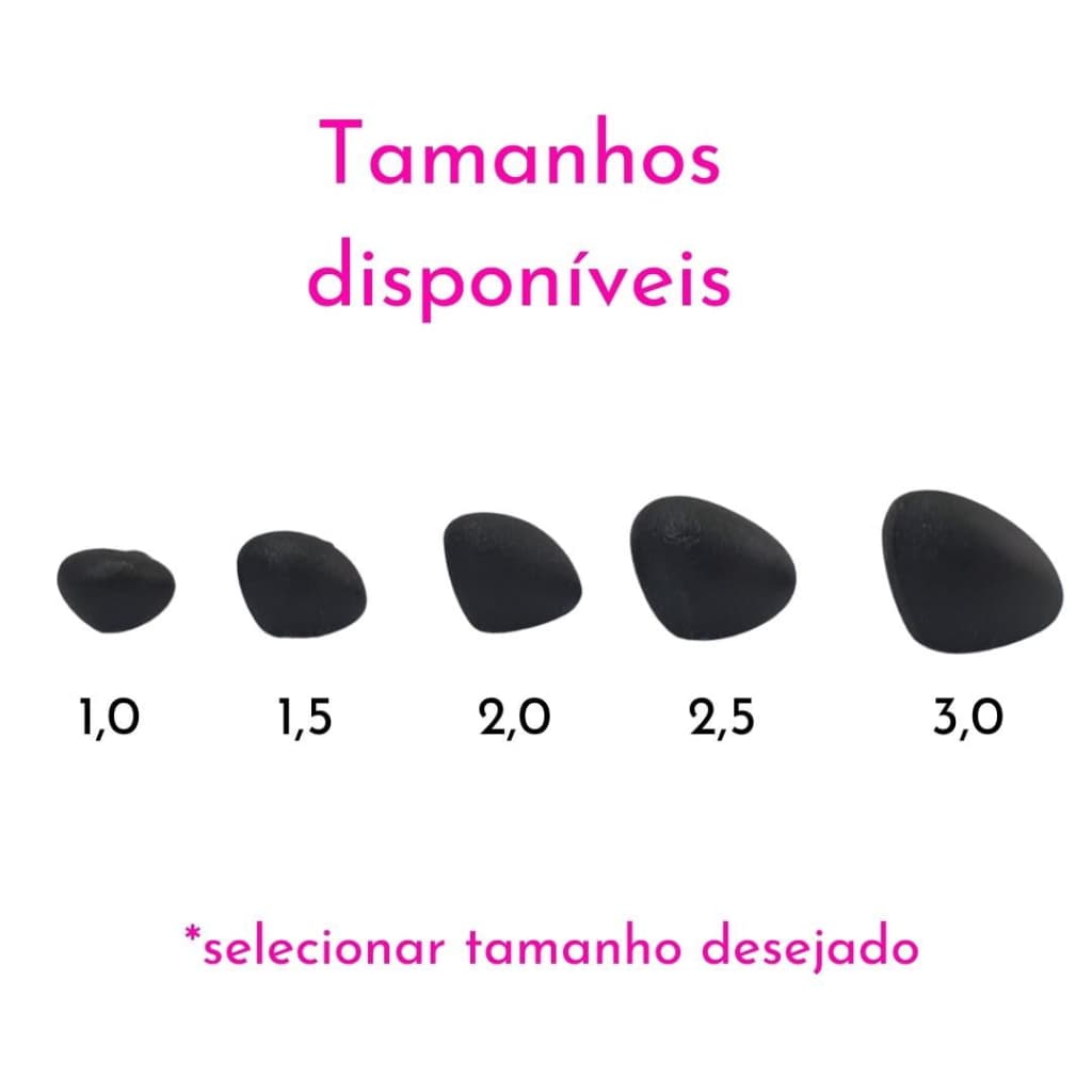 Fuça, Focinho ou Nariz Preto para Bicho de Pelúcia 10 Unidades + Travas (Amigurumi, bonecas, bonecos, ursos, artesanato)