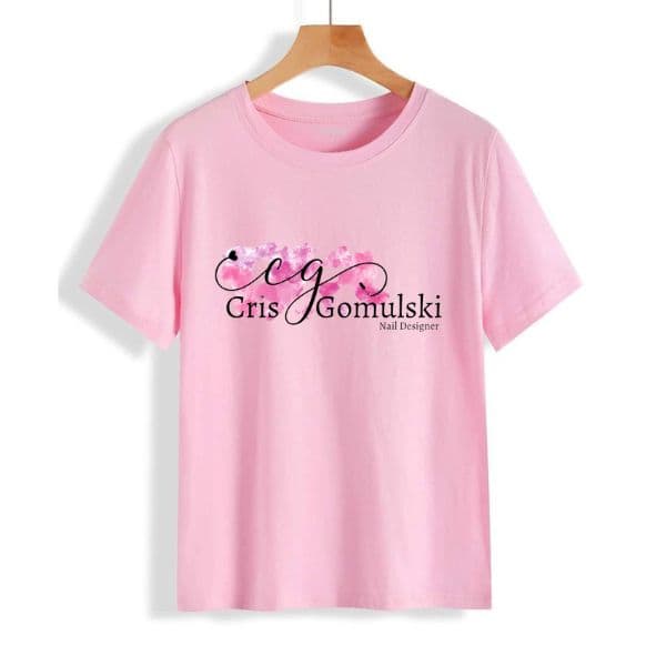 Camiseta Baby look Rosa bebê ou Branca com Sua logo Para sua Empresa
