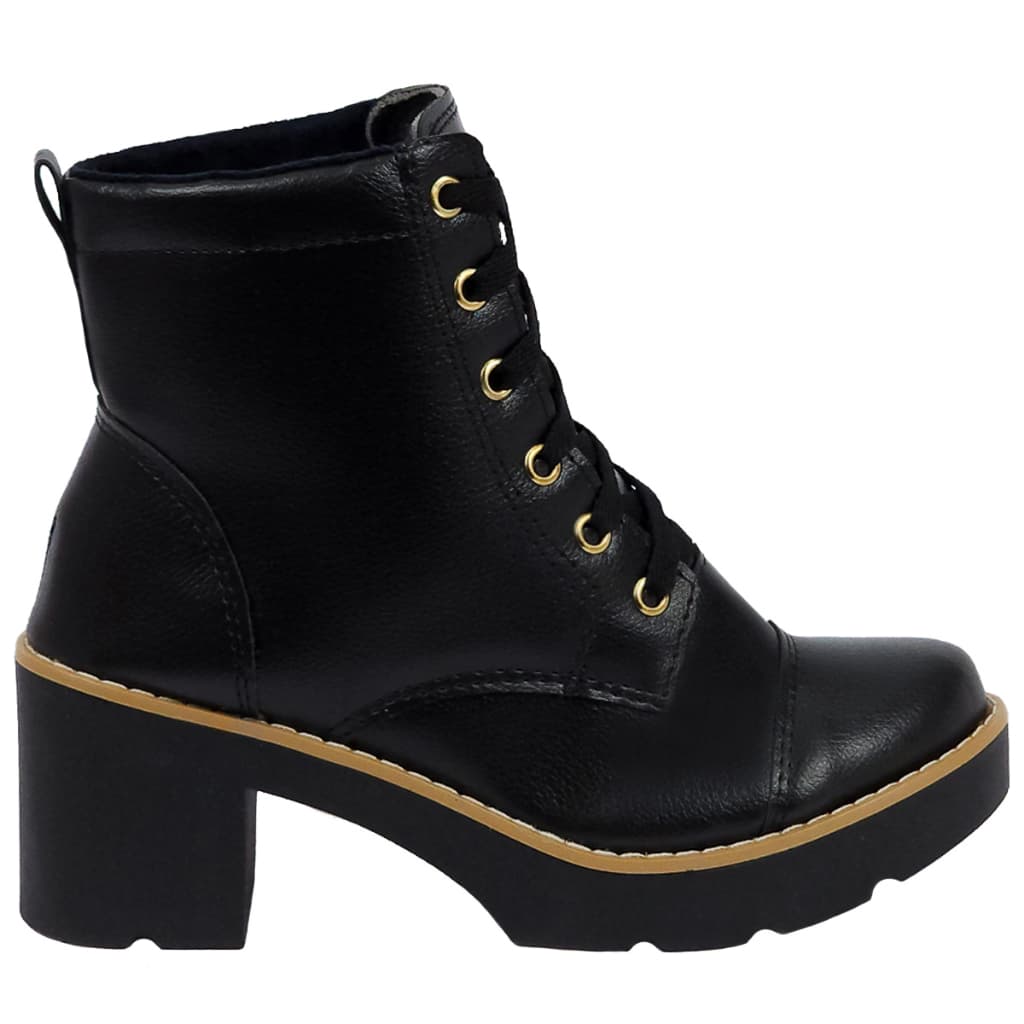 Bota Coturno Sola de Vira Cano Alto Sacolei Preto Sintético