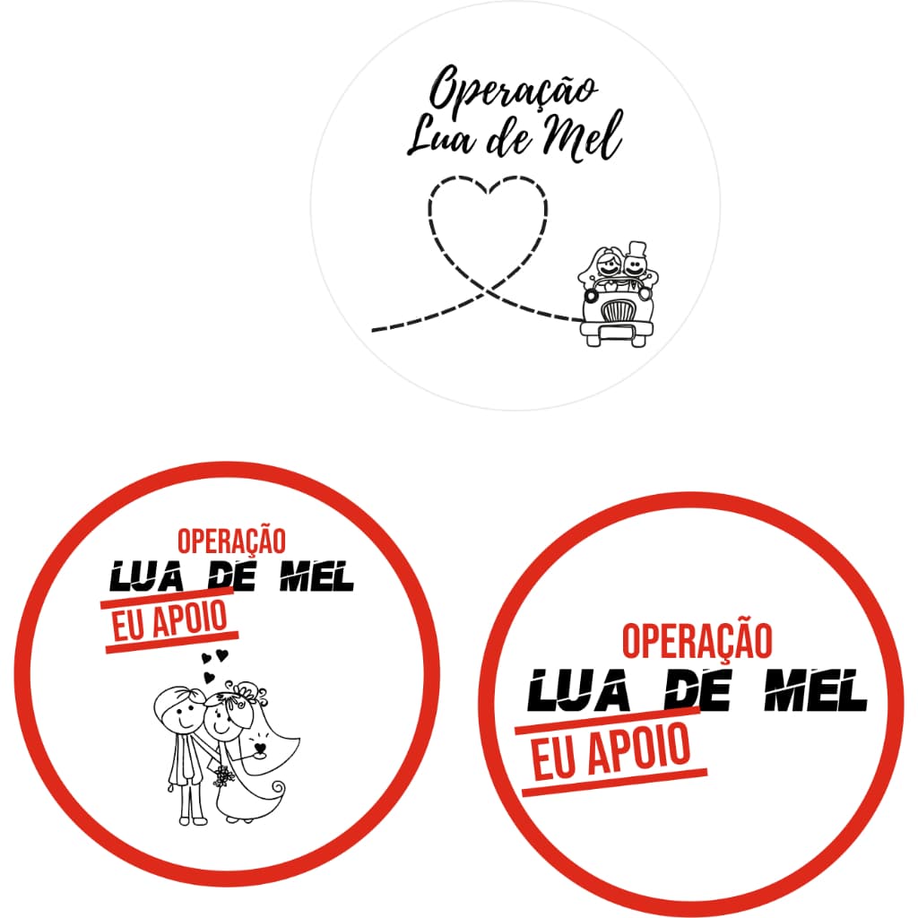 120 Adesivos Operação Lua de Mel 5x5cm Papel Fotográfico