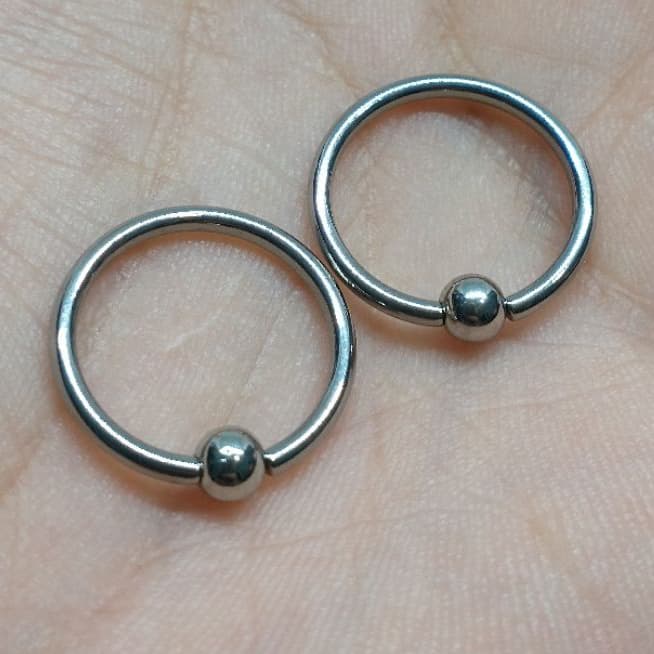 piercing captive 14mm aço prata bolinha autoclave 2 unidades unissex moda helix lóbulo Helix septo