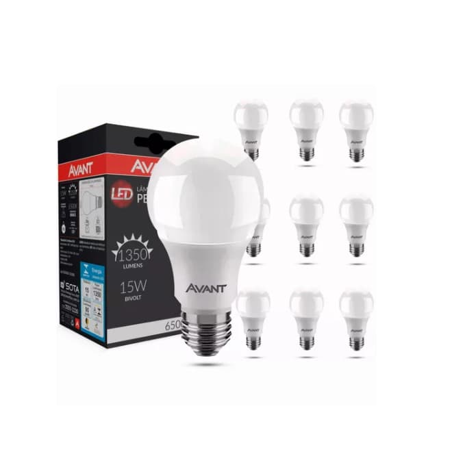 Kit 10 Lâmpada Led 15w Bulbo E27 6500k Branco Frio Avant