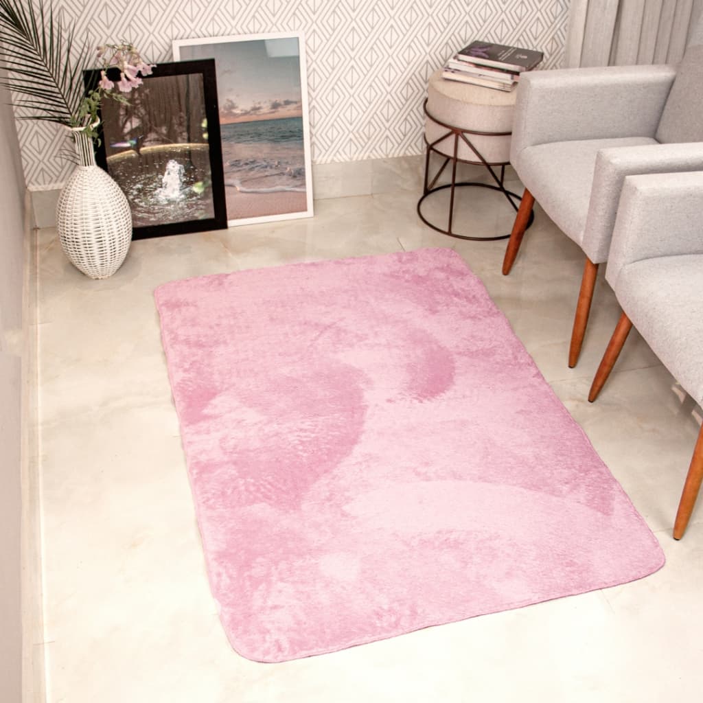 Tapete Sala ou Quarto Pelo Curto 150x100 Rosa
