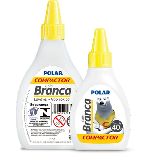 Cola Branca Líquida Escolar Polar 40g ou 90g – Kit 1/3/6 Unidades – Cola Escolar Uso Geral