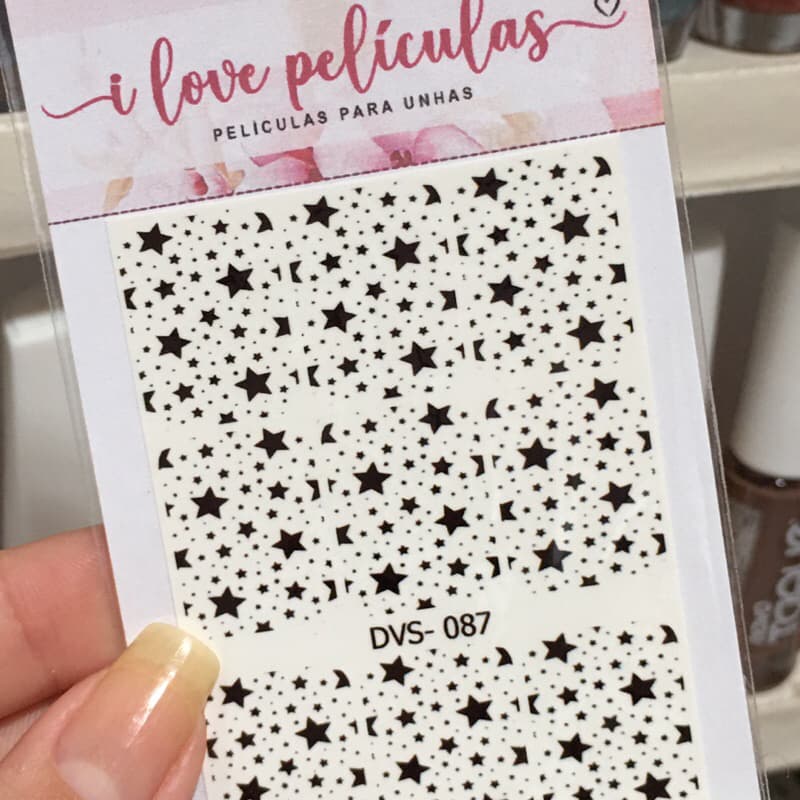 Película de unha estrelas cartela com 12 adesivos DVS - 087  Adesivos,películas,unhas,nails art,unhas decoradas