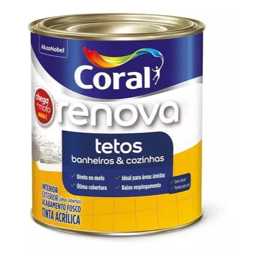 Tinta Antimofo Renova Tetos Banheiro Branco 900ml Acrilico Coral