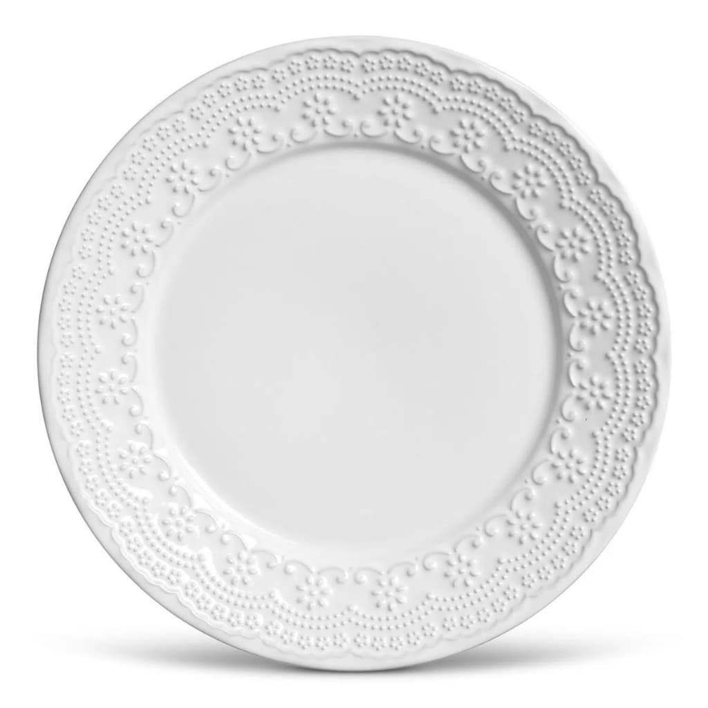 Prato Raso de Cerâmica Madeleine 26cm Branco - Porto Brasil
