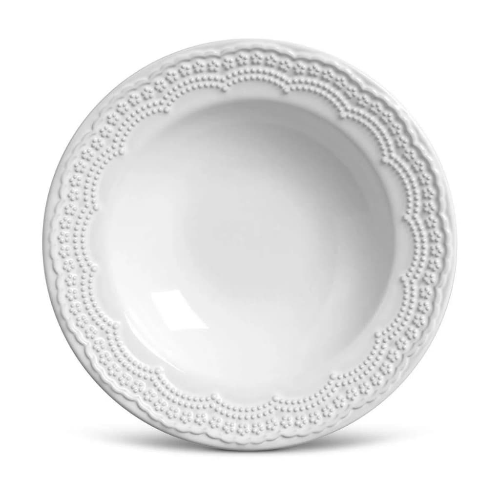Prato Fundo de Cerâmica Madeleine Branco 22cm - Porto Brasil
