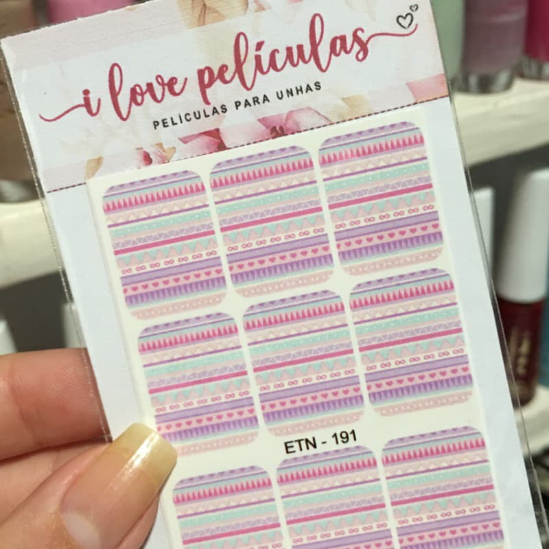 Película de unha étnicos cartela com 12 adesivos ETN - 191 Adesivos,películas,unhas,nails art,unhas decoradas
